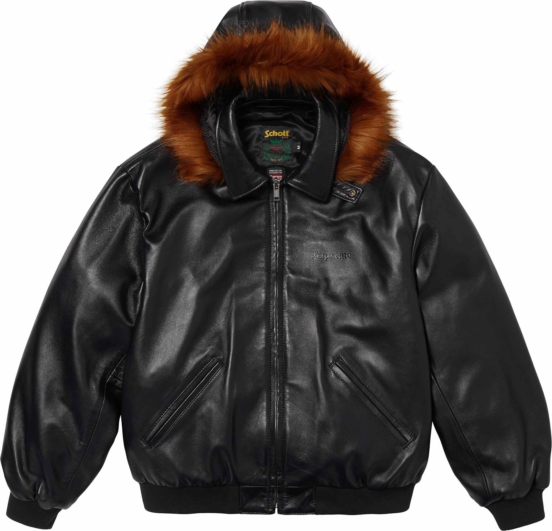 Supreme®/Schott® Hooded Leather Bomber Jacket view 12